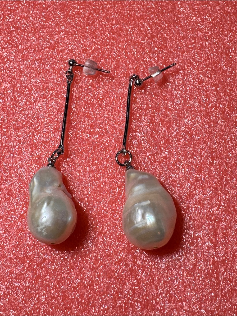 Elegant natural White Baroque Pearl Drop Earrings